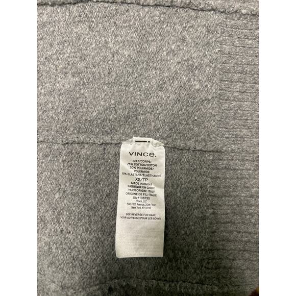 VINCE TEXTURED OPEN FRONT KNIT CARDIGAN LIGHT HEATHER GREY Cotton Blend. Size XS - Picture 6 of 6